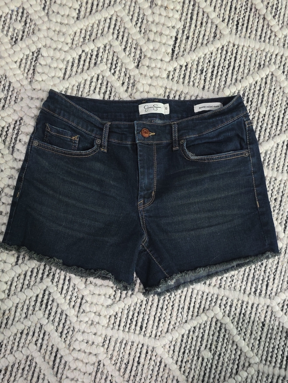 Jessica Simpson Indigo Frayed Hem Denim Shorts